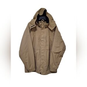Men's Eddie Bauer Tan/Camel Weather Edge Hooded Parka Size Large **READ**